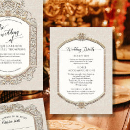 Elegant  Ivoor Cream n Gold Wedding Details Kaart