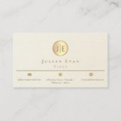 Elegant Ivoor Creamy Gold Shiny Circle Monogram Visitekaartje (Voorkant)