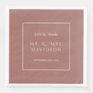 Elegant Ivoor Donkerperzik Frame Typografie Bruilo Servet