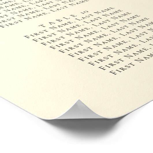 Elegant Ivoor Eenvoudig Script Bruiloft Zittafel Poster (Hoek)