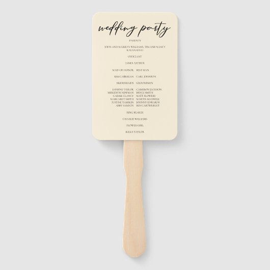 Elegant Ivoor Eenvoudige Typografie Bruiloft Progr Handwaaier (Achterkant)