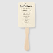 Elegant Ivoor Eenvoudige Typografie Bruiloft Progr Handwaaier (Voorkant)