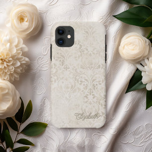 Elegant ivoor en beige  Damask Design Case-Mate iPhone Case