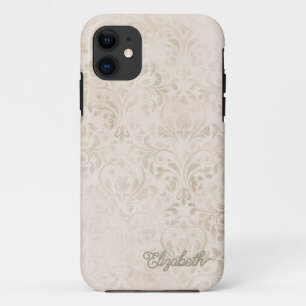 Elegant ivoor en beige  Damask Design Case-Mate iPhone Case