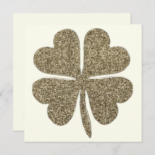 Elegant Ivoor en Gold Look Four Leaf Clover (Voorkant / Achterkant)