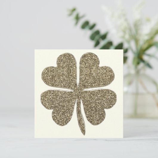 Elegant Ivoor en Gold Look Four Leaf Clover (Staand voorkant)