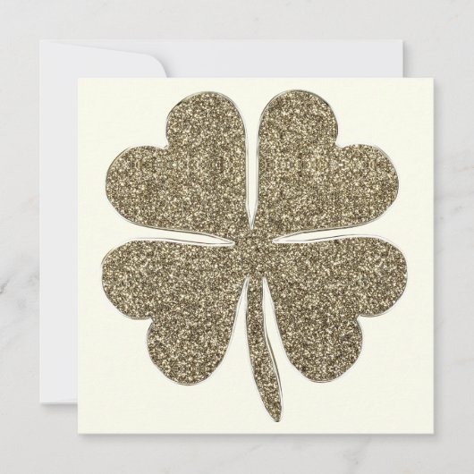 Elegant Ivoor en Gold Look Four Leaf Clover (Voorkant)