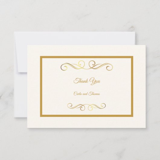 Elegant ivoor en goud bedankkaart (Voorkant)