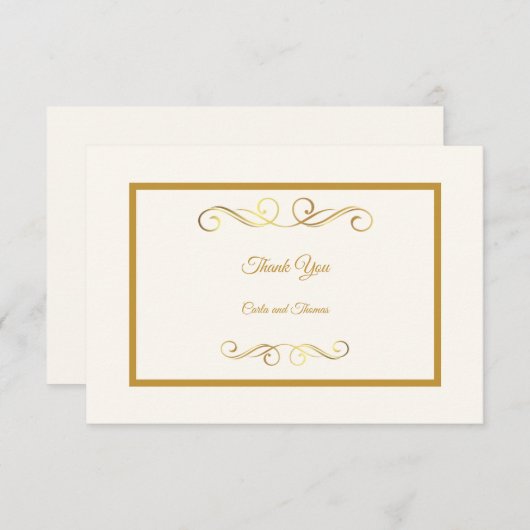 Elegant ivoor en goud bedankkaart (Voorkant / Achterkant)
