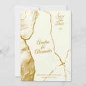 Elegant ivoor en goud marmer Save the Date Kaart (Voorkant)
