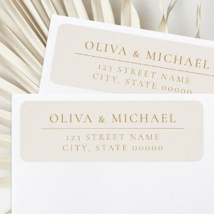 Elegant Ivoor en Goud Minimalistische Retouradres Etiket