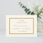 Elegant ivoor en goud RSVP kaartje (Staand voorkant)