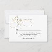 Elegant Ivoor en Goud Script Kalligrafie Bruiloft RSVP Kaartje (Voorkant)