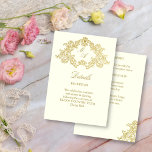 Elegant ivoor en goud vintage bruiloft details informatiekaartje<br><div class="desc">Elegant goud en ivoor  antiek  lijst trouwdetails bijsluiter kaart. Barok  boek cover stijl ornamentaal ontwerp goud en ivoor bruiloft uitnodigingen informatie details kaart,  LET OP er zijn initialen vullen het</div>