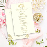 Elegant ivoor en goud vintage bruiloft programma<br><div class="desc">Elegant goud en ivoor  antiek  lijst bruiloft programmakaart. Barok  boek cover stijl sierlijk ontwerp goud en ivoor bruiloft programma,  LET OP er zijn initialen in te vullen</div>