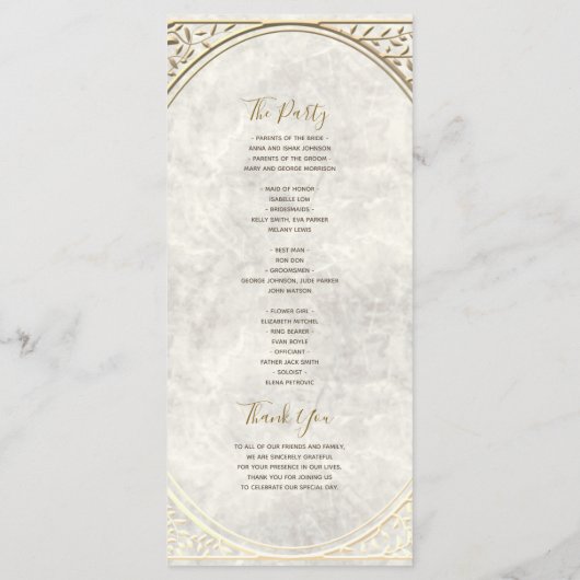 Elegant Ivoor en Gouden Bruiloft Programmakaart (Achterkant)
