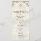 Elegant Ivoor en Gouden Bruiloft Programmakaart (Voorkant)