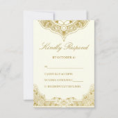 Elegant ivoor en gouden   bruiloft RSVP kaartje (Voorkant)