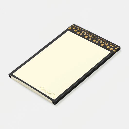 Elegant ivoor en gouden Confetti op zwart Lijst Post-it® Notes (Schuin)
