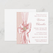 Elegant ivoor en roze babymeisjesdouche kaart (Voorkant / Achterkant)