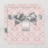 Elegant ivoor en roze Damask Baby shower Kaart (Voorkant / Achterkant)