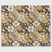 Elegant ivoor en zwart; bloemenpapier cadeaupapier (Vlak)