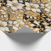 Elegant ivoor en zwart; bloemenpapier cadeaupapier (Hoek)