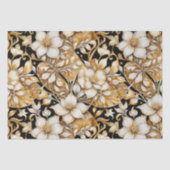 Elegant ivoor en zwart; bloemenpapier tissuepapier (Voorkant)