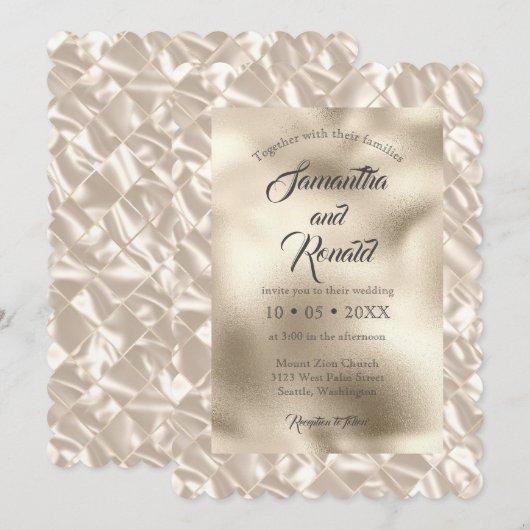 Elegant Ivoor Faux Folie bruiloft uitnodiging (Voorkant / Achterkant)