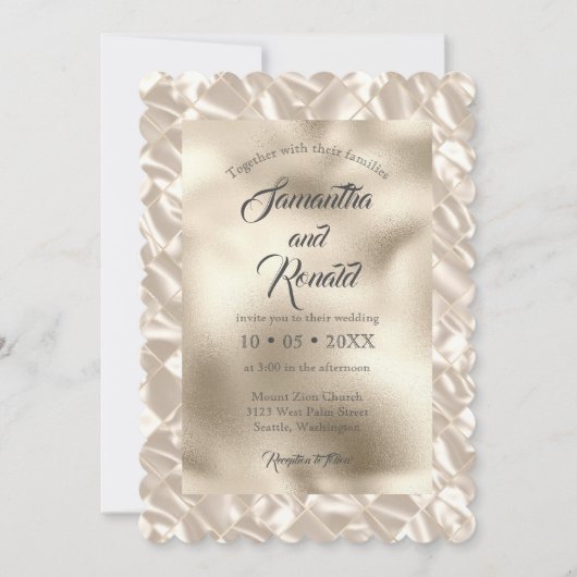 Elegant Ivoor Faux Folie bruiloft uitnodiging (Voorkant)