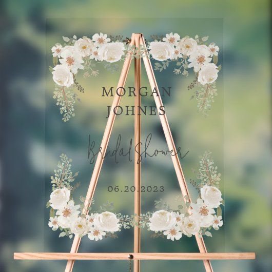 Elegant Ivoor Floral Bridal Acryl Bord (Neutraal)