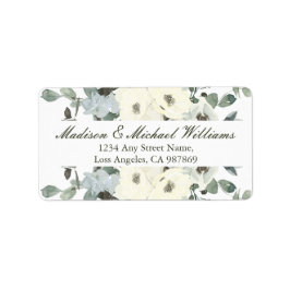 Elegant ivoor Floral Sage Green Retouradres Etiket