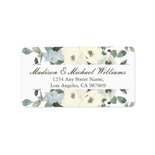 Elegant ivoor Floral Sage Green Retouradres Etiket (Voorkant)