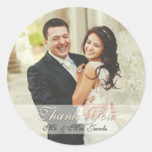 Elegant ivoor foto bruiloft Dank u Stickers