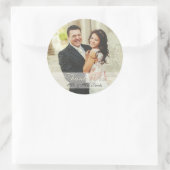 Elegant ivoor foto bruiloft Dank u Stickers (Tas)