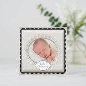 Elegant ivoor foto doop kaart (Staand voorkant)