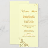 Elegant Ivoor & Gold Dragonfly Slim Dinner Menu (Voorkant / Achterkant)