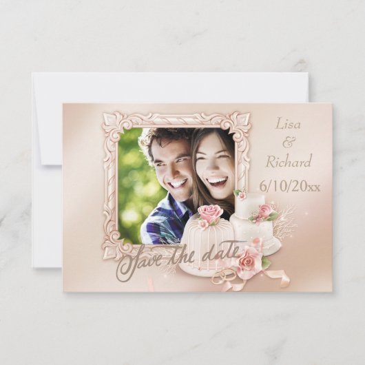 Elegant ivoor & Gold Photo Save the Date (Voorkant)