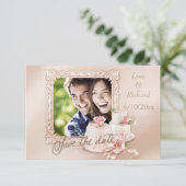 Elegant ivoor & Gold Photo Save the Date (Staand voorkant)