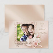 Elegant ivoor & Gold Photo Save the Date (Voorkant / Achterkant)