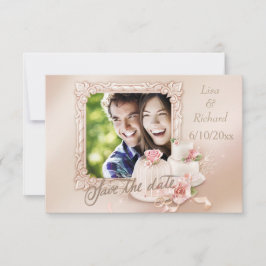 Elegant ivoor & Gold Photo Save the Date