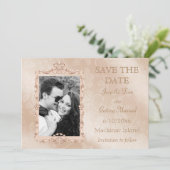 Elegant ivoor & Gold Photo Save the Date Kaart (Staand voorkant)