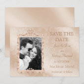Elegant ivoor & Gold Photo Save the Date Kaart (Voorkant / Achterkant)