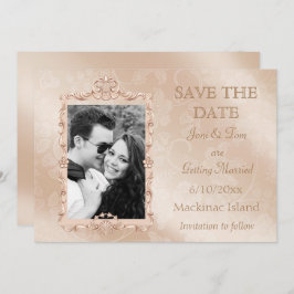 Elegant ivoor & Gold Photo Save the Date Kaart