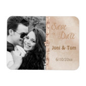 Elegant ivoor & Gold Photo Save the Date Magneet (Horizontaal)