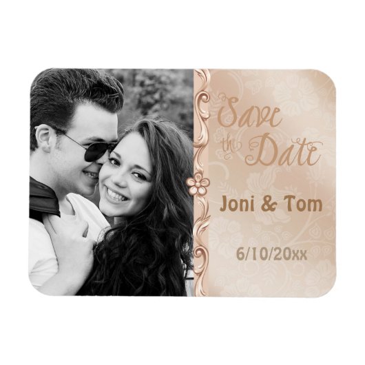 Elegant ivoor & Gold Photo Save the Date Magneet (Horizontaal)
