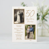 Elegant Ivoor & Goud 50ste bruiloft Jubileum Kaart (Staand voorkant)