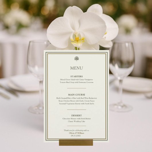 Elegant ivoor & goud 5x7 bruiloft receptie menu