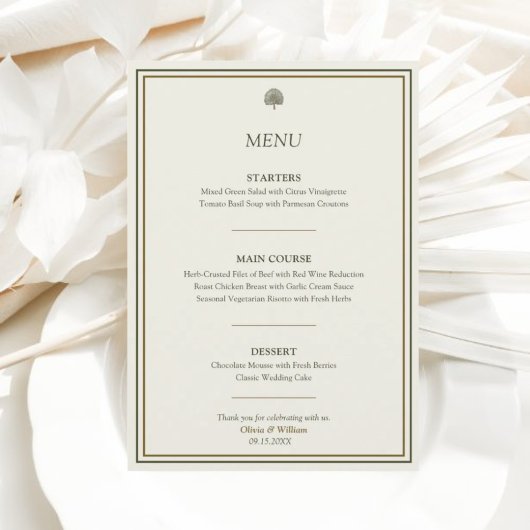 Elegant ivoor & goud 5x7 bruiloft receptie menu