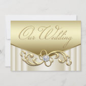 Elegant Ivoor Goud Diamant Swirl Bruiloft Kaart (Voorkant)